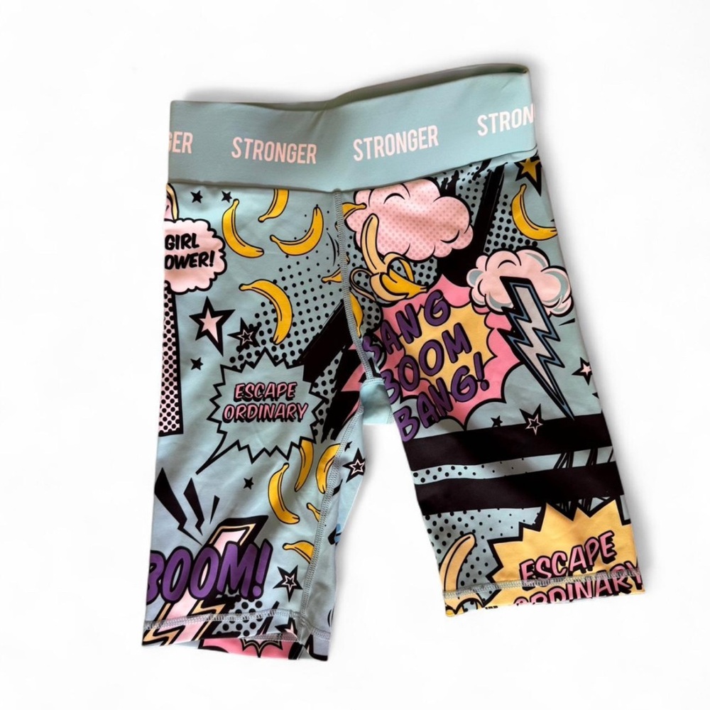 Stronger Women's Comic Print Bike Shorts - Multicolor